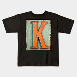 Rusty Letter "K" Monogram K initial Kids T-Shirt